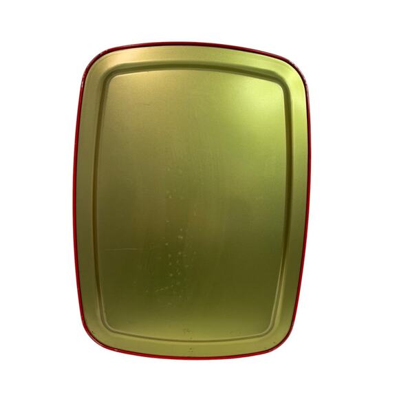 Vintage Holiday Christmas Metal Serving Tray 15 x 11 Inch Poinsettia Candle - Picture 7 of 8